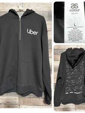 As Colour Relax Uber Hoodie Sweatshirt Men’s L Black Half Zip Pullover Fleece